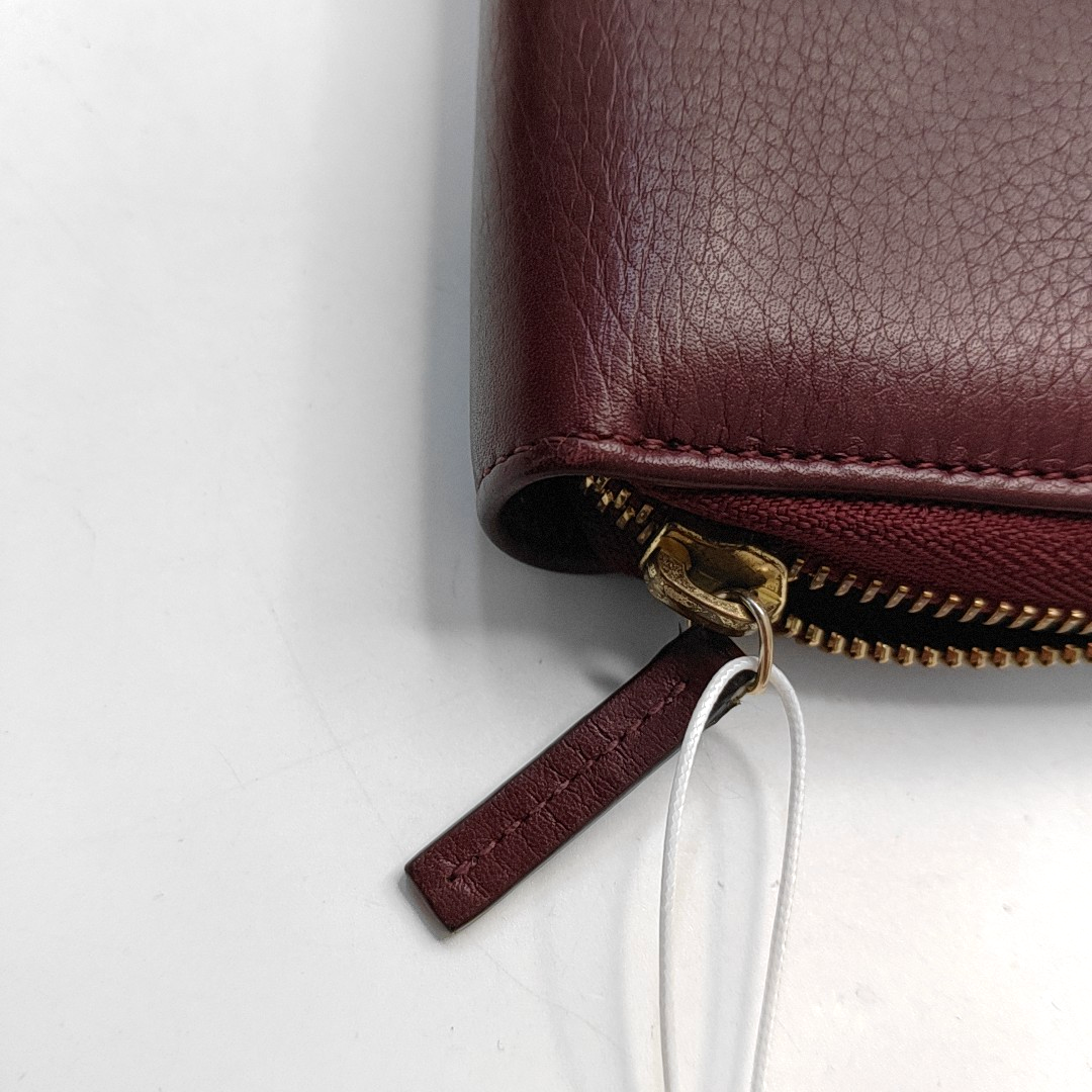 GUCCI Burgundy Calfskin Leather Wallet Gold Red Hardware-(SKU)-954574348