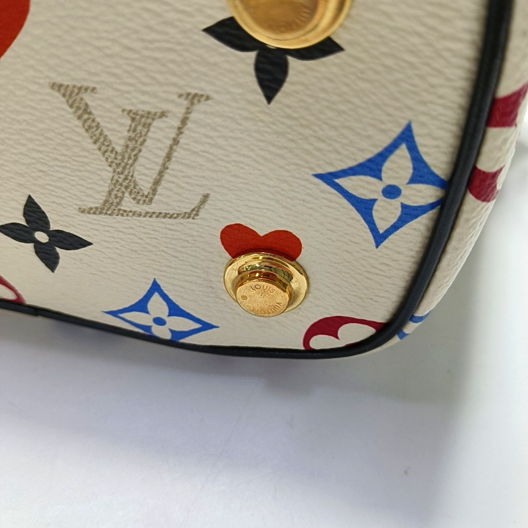 LOUIS VUITTON NICE Small White Coated Canvas Print Crossbody Bag Shoulder Bag Handbag Removable Strap Golden Hardware-(SKU)-953026193
