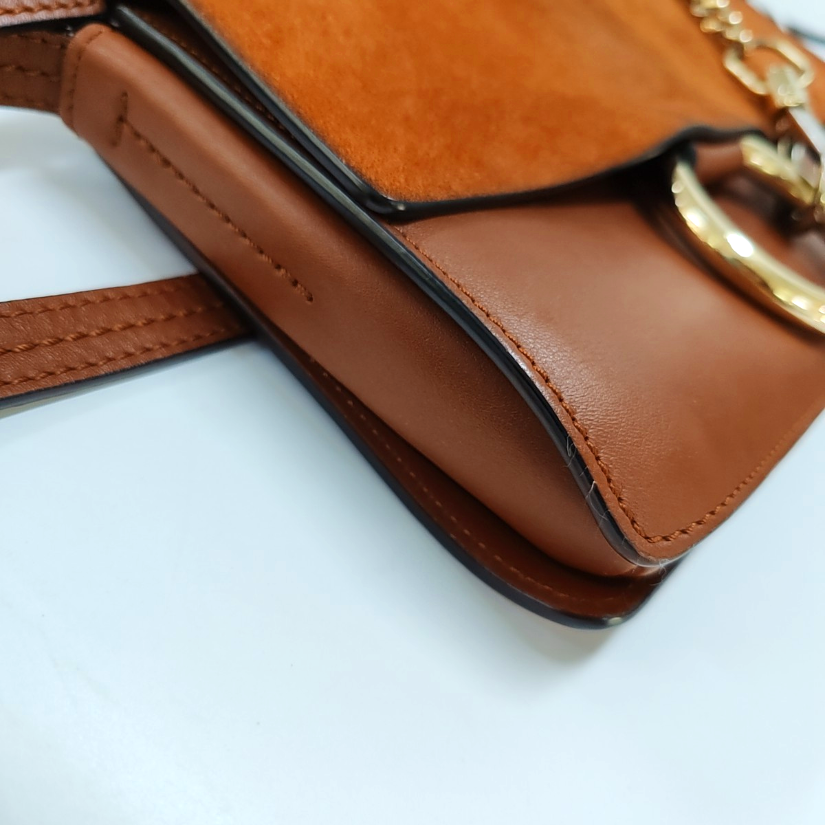 Chloé Faye Small size Brown Cowhide Embossed Crossbody Bag Single Shoulder Bag Golden hardware-(SKU)-957953452