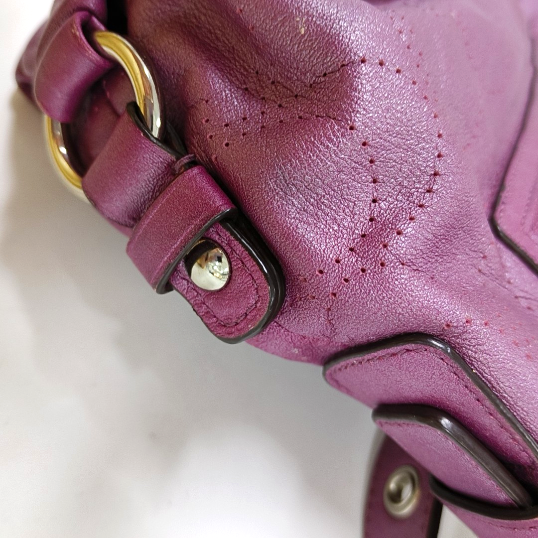 COACH Fuchsia Leather Cut-Out Sling Bag Silver Hardware Removable shoulder strap-(SKU)-928562151