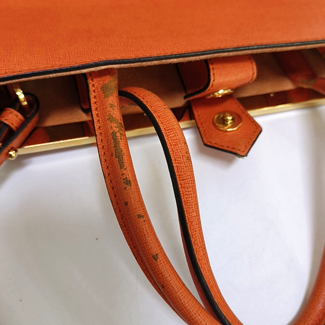 FENDI 2 Jours Medium size Orange Cowhide Single Shoulder Bag Tote Bag Golden hardware Removable shoulder strap-(SKU)-953654098