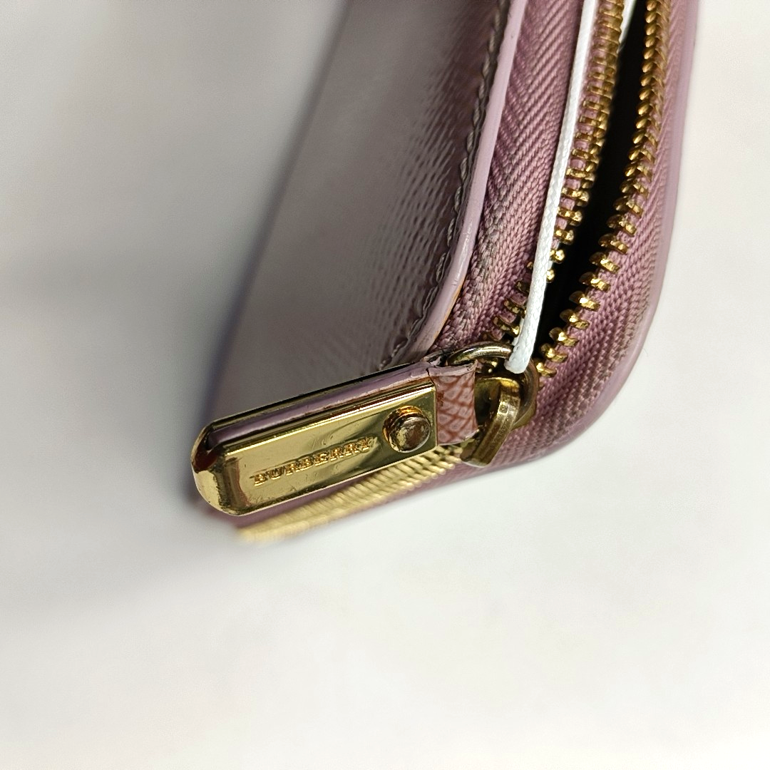 BURBERRY Light Pink Calf Leather Wallet Golden hardware-(SKU)-953079132