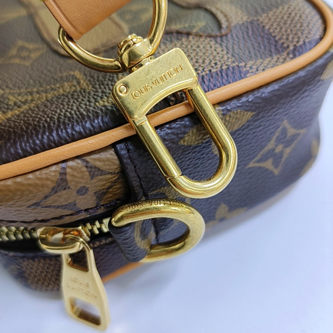 LOUIS VUITTON MARLY DRAGONNE Dark Brown Coated Canvas Monogram Chessboard Crossbody Bag, Gold Hardware, Detachable Shoulder Strap, Accessories Included-(SKU)-964636872