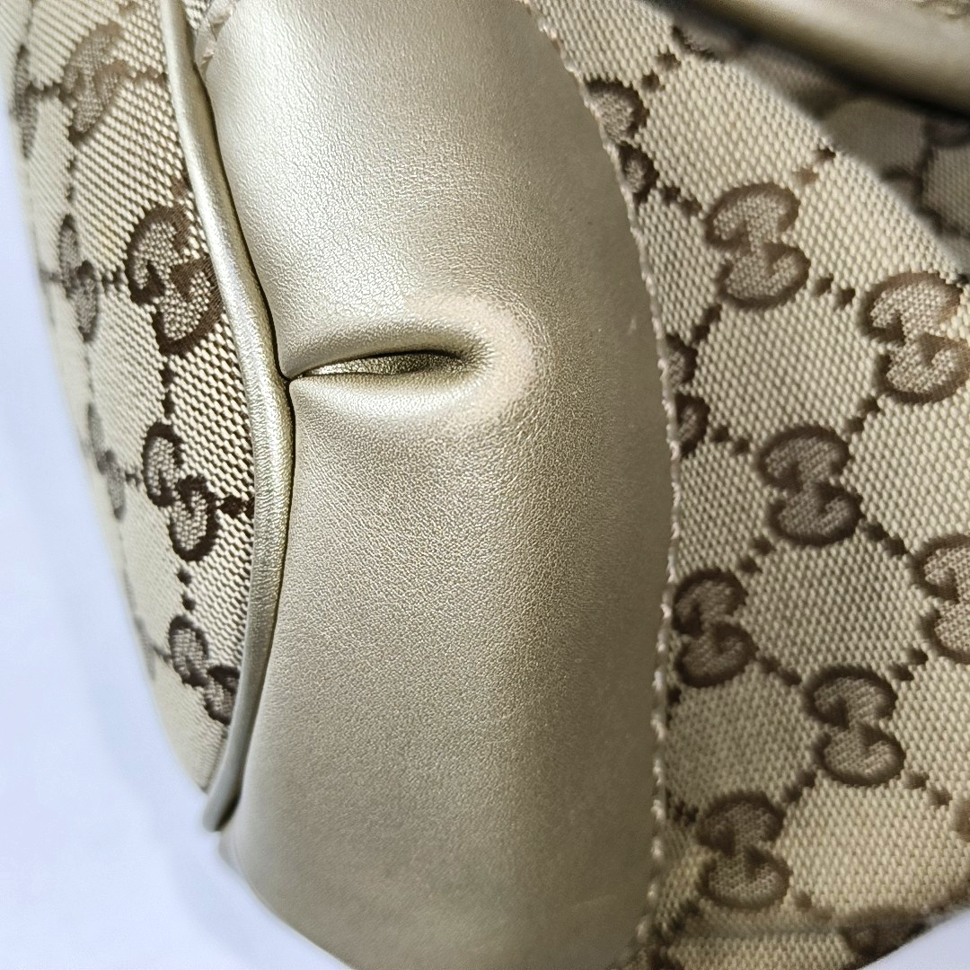 GUCCI Sukey Khaki Canvas Monogram Crossbody Bag Golden hardware Removable shoulder strap-(SKU)-958213257