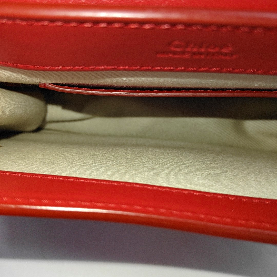 Chloé Chloé C Red Cowhide Crossbody Single Shoulder Bag Golden hardware-(SKU)-13865688