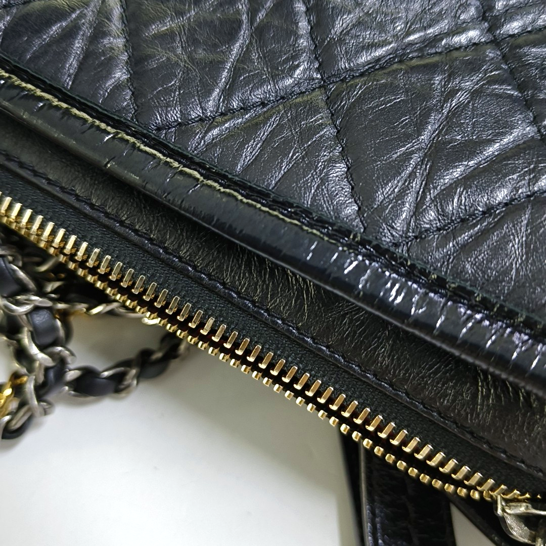 CHANEL GABRIELLE small black leather quilted diamond-stitched crossbody bag shoulder bag removable shoulder strap-(SKU)-953784827
