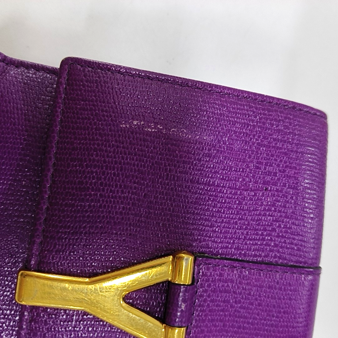 YSL CHYC Y LIGNE Super mini Purple Leather Embellished Clutch Golden hardware-(SKU)-929803684