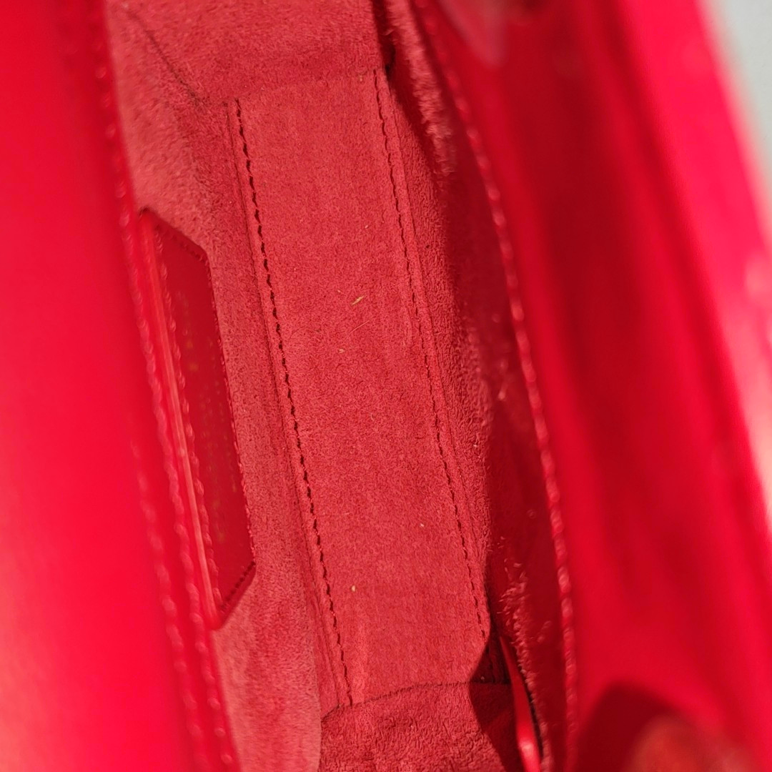 DIOR Lady Dior Super Mini Red Lamb Skin Cannage Embossed Three Compartment Crossbody Shoulder Bag Gold Hardware Removable Strap-(SKU)-952282248
