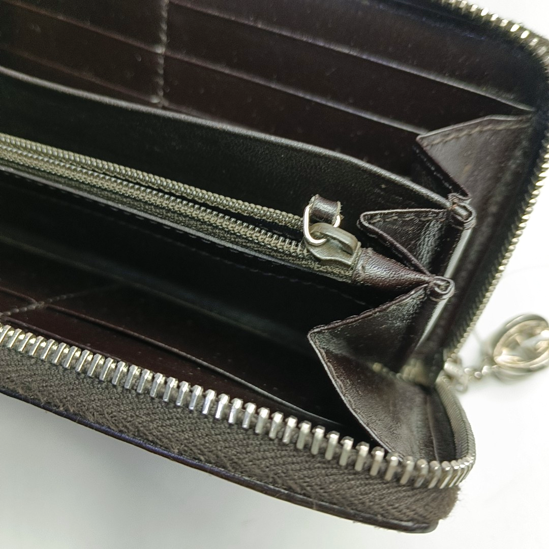GUCCI Brown Canvas Monogrammed Wallet Silver Hardware-(SKU)-956655178