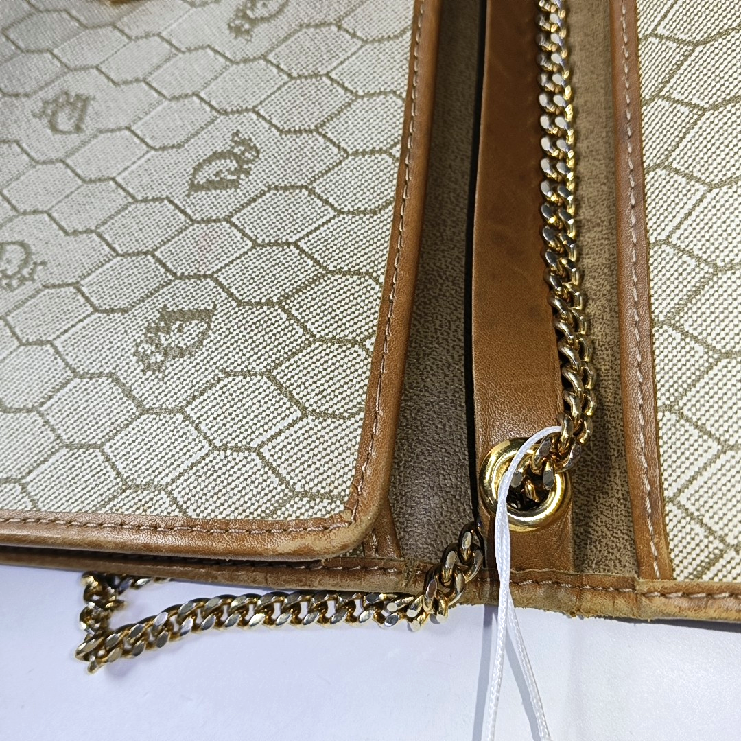 DIOR Khaki Coated Canvas Monogram Printed Shoulder Bag Golden hardware-(SKU)-957692854