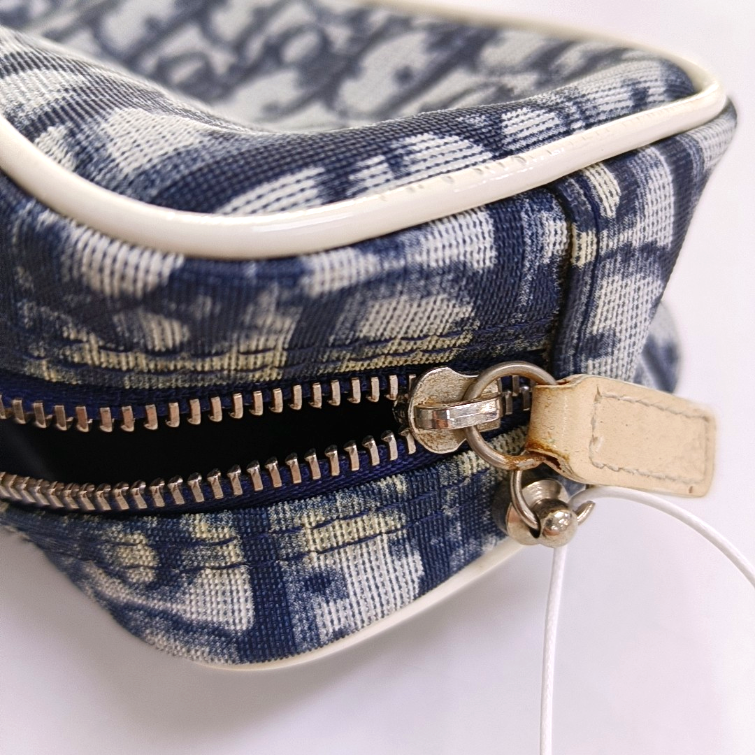DIOR Rasta Dark Blue Coated Canvas Old Flower Patchwork Handbag Handbag Golden Silver Hardware-(SKU)-954845460