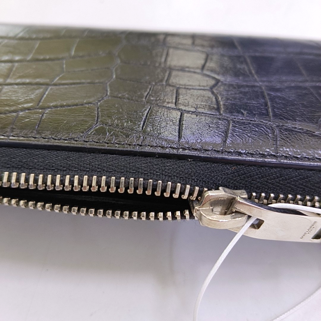 YSL KATE Black cowhide crocodile leather wallet Silver Hardware-(SKU)-958931869