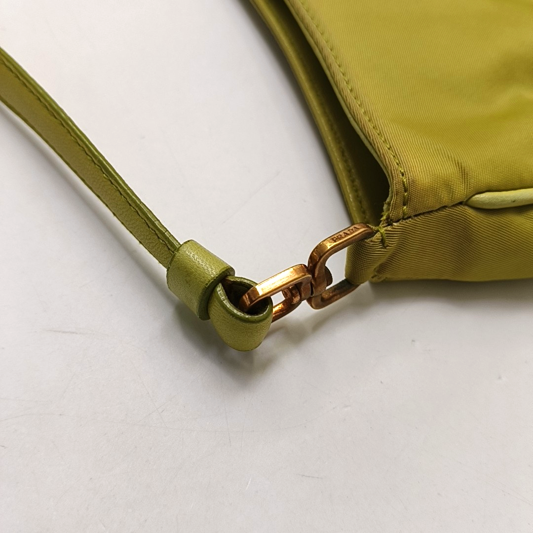 PRADA Green Nylon Logo Shoulder Bag Golden hardware-(SKU)-955381883
