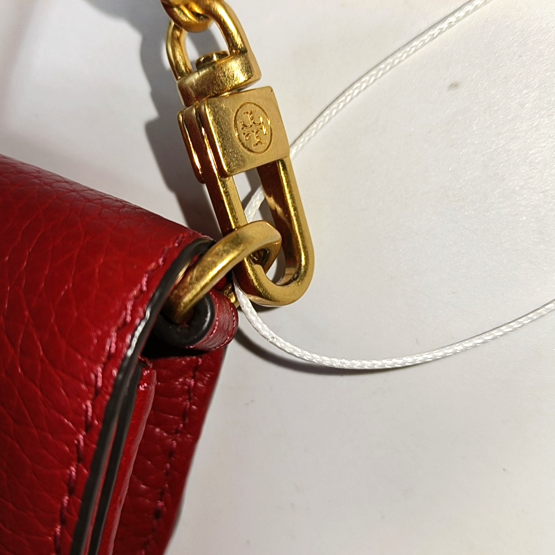 TORY BURCH Britten Red cowhide shoulder bag crossbody bag Golden hardware Removable shoulder strap-(SKU)-938683654