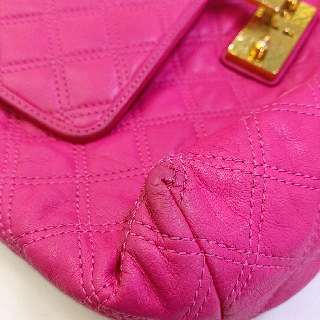 MARC JACOBS Fuchsia Leather Quilted Crossbody Bag Golden hardware-(SKU)-944011217