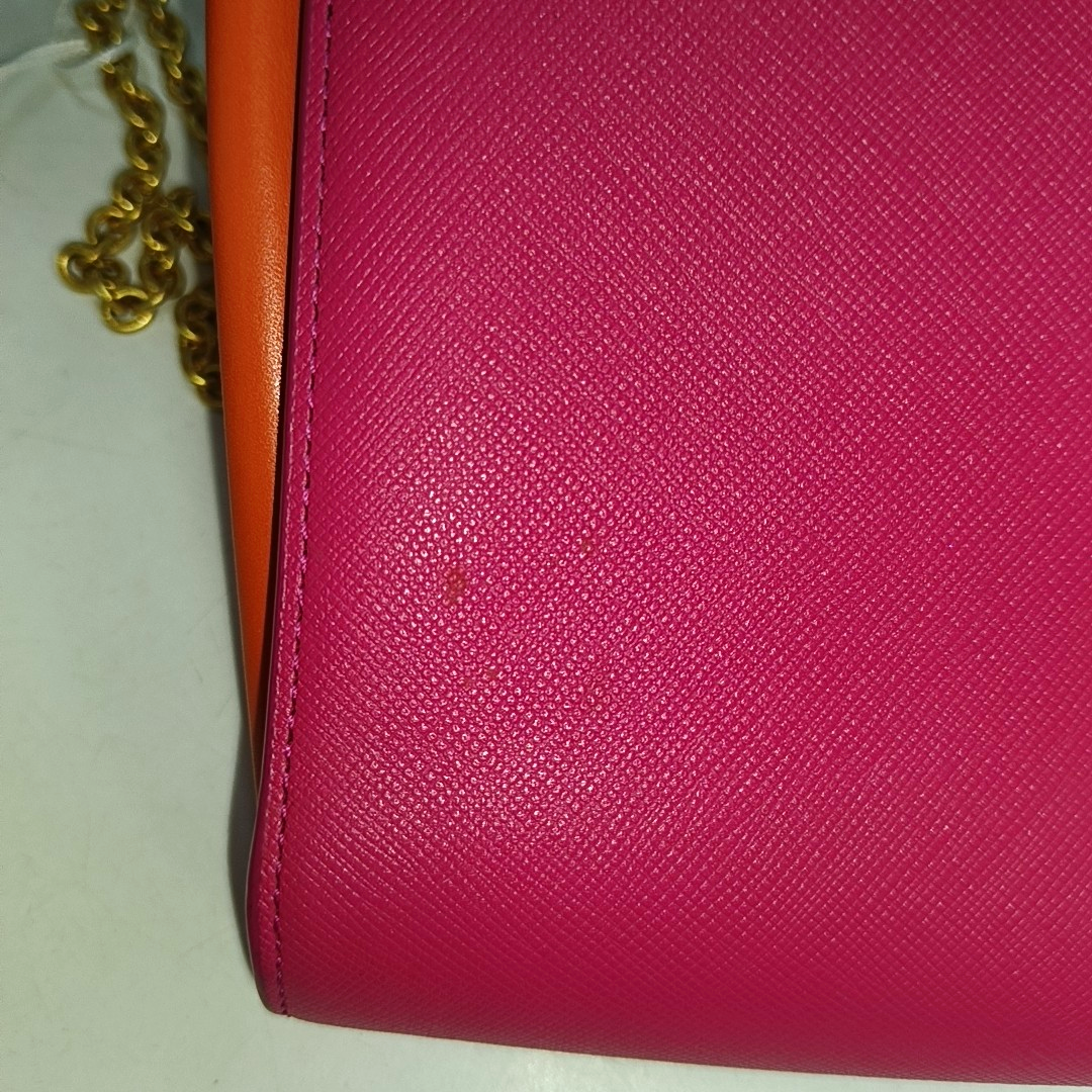 MCM Fuchsia Leather Crossbody Shoulder Bag Handbag Golden hardware Removable shoulder strap-(SKU)-14092274