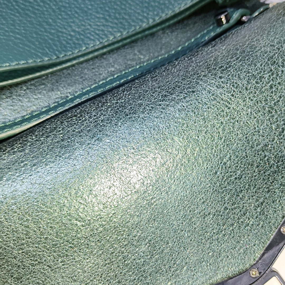 Botkier Dark Green Leather Single Shoulder Bag Handbag Crossbody Silver Hardware shoulder straps-(SKU)-942034338