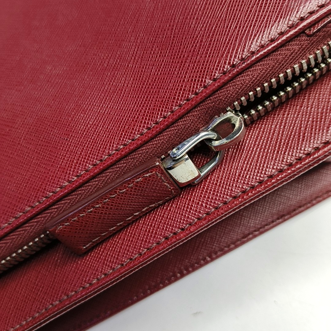 PRADA Red Cowhide Tote Bag Silver Hardware-(SKU)-954933238