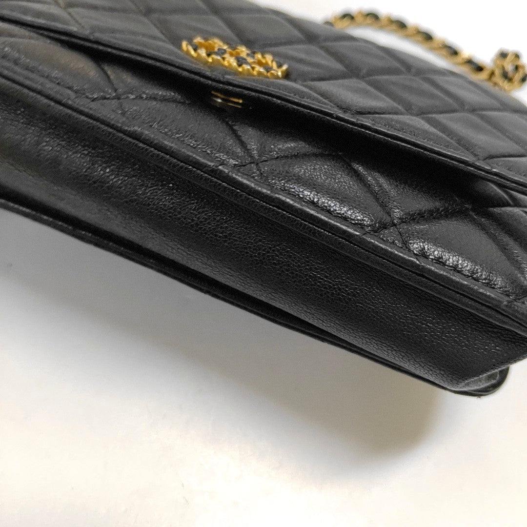 CHANEL CHANEL 19 WOC Black Lamb Skin Quilted Shoulder Bag Crossbody with Gold Hardware 28 Clasp-(SKU)-968974171