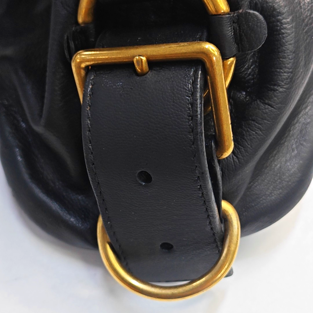 YSL MUSE Black Leather Studs Braided Handbag Shoulder Bag Golden hardware Removable shoulder strap-(SKU)-947588322