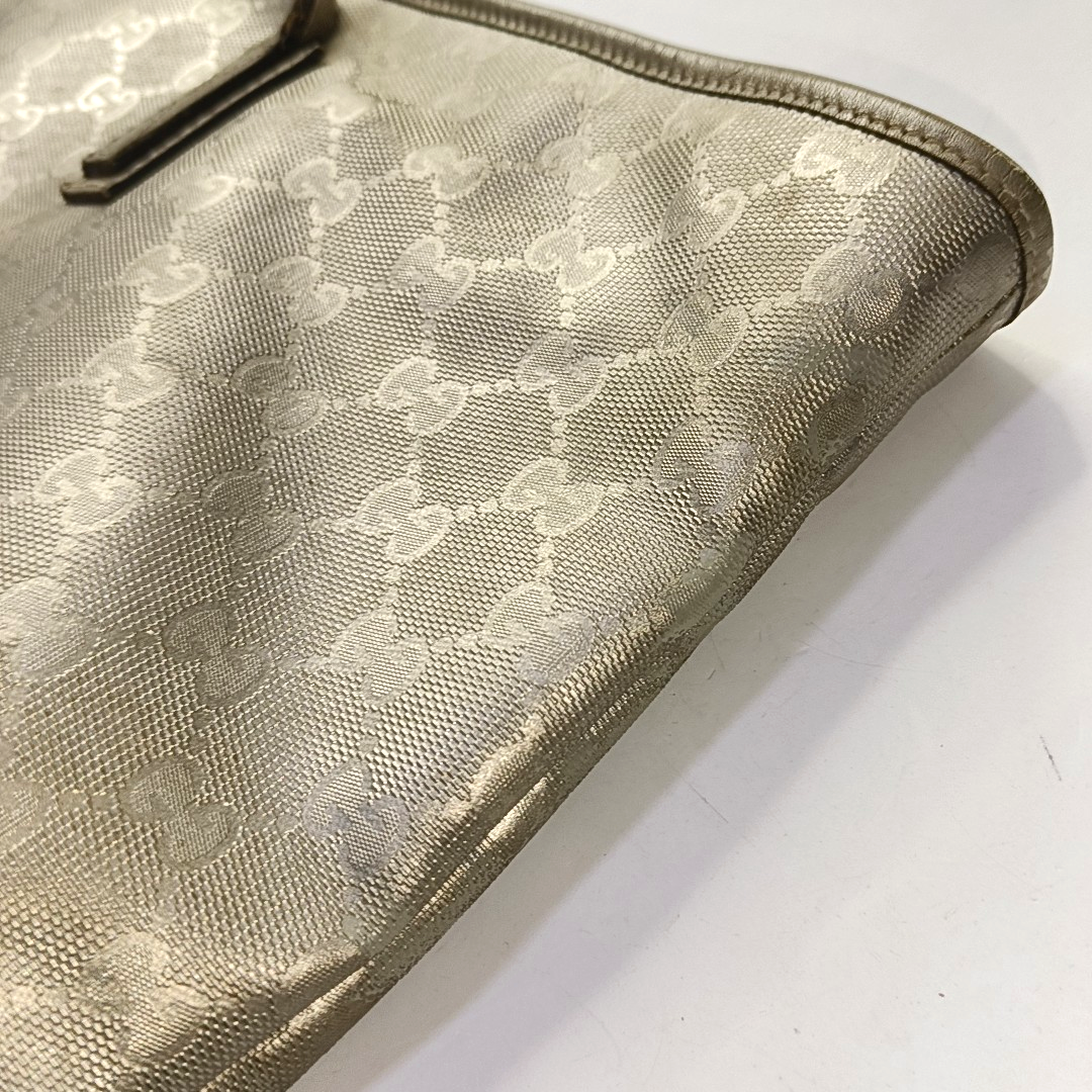 GUCCI GG Imprime Silver Coated Canvas Monogram Shoulder Bag Handbag Silver Hardware-(SKU)-957584035