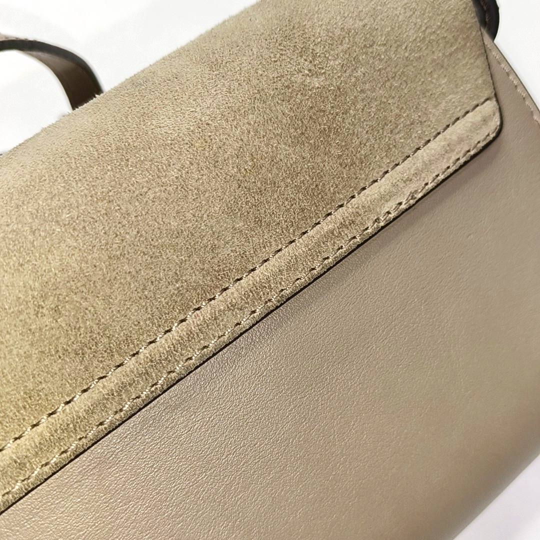 Chloé Faye Gray Cowhide Crossbody Single Shoulder Bag Golden Silver Hardware Removable shoulder strap-(SKU)-959793596