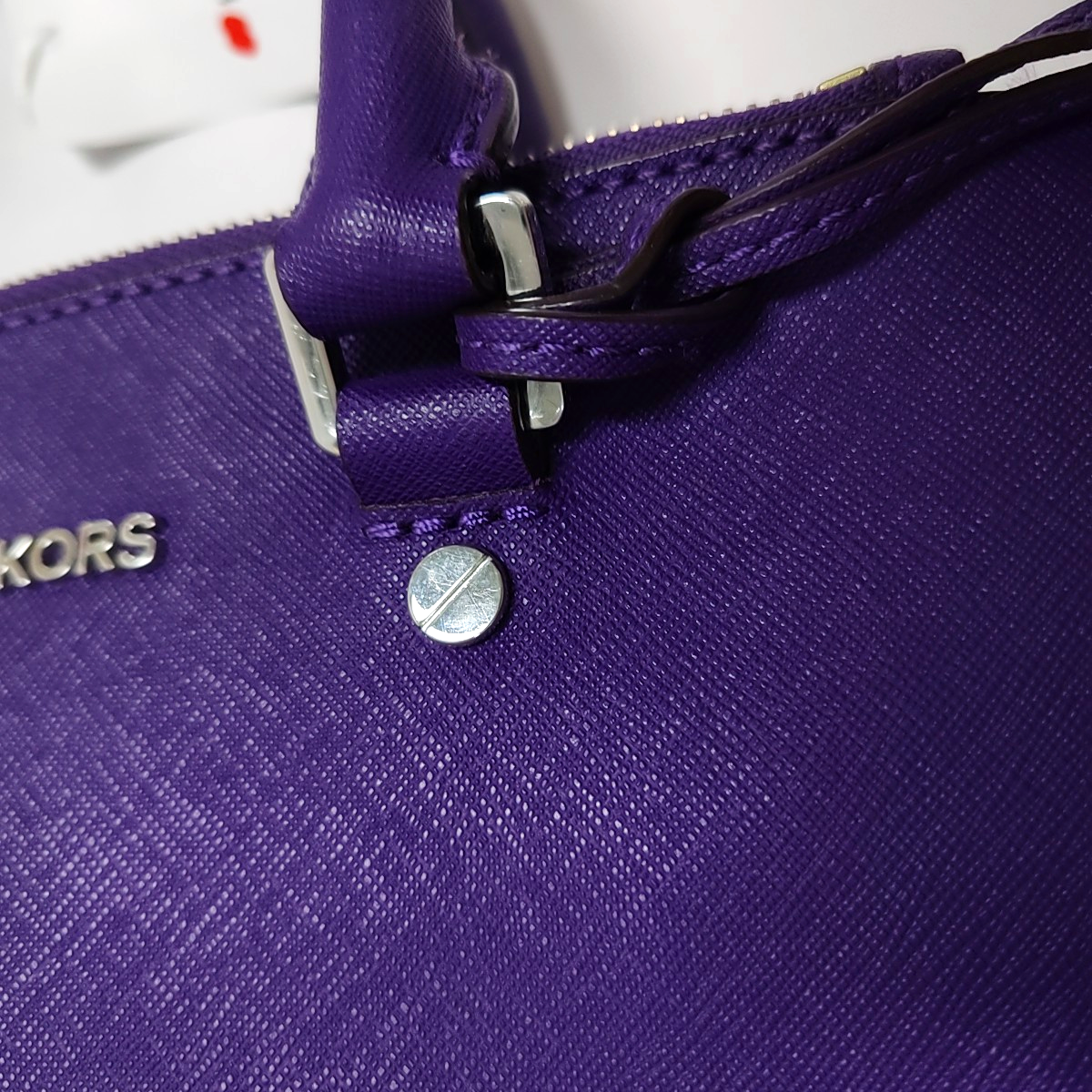 MICHAEL KORS Small size Purple Leather Textured Studs Single Shoulder Bag Handbag Crossbody Silver Hardware Removable shoulder strap-(SKU)-930756966