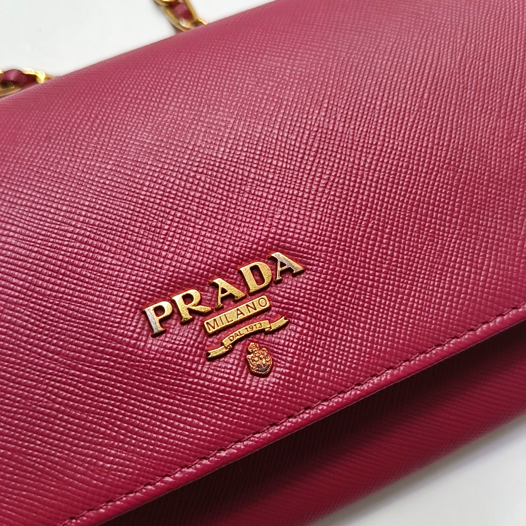 PRADA Pink Cowhide Crosshatch Crossbody and Shoulder Bag Golden hardware Removable shoulder strap-(SKU)-956276892