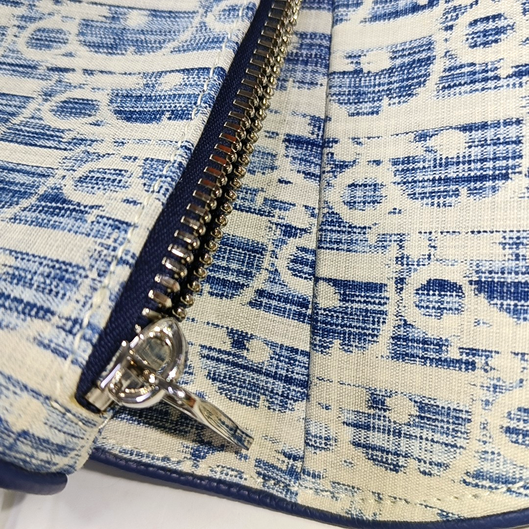 DIOR Saddle Medium Size Blue Fabric Saddle Bag Fanny Pack Crossbody Bag-(SKU)-962211429