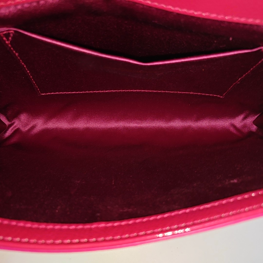 YSL BELLE JOUR Fuchsia Leather Clutch Golden hardware-(SKU)-952012951