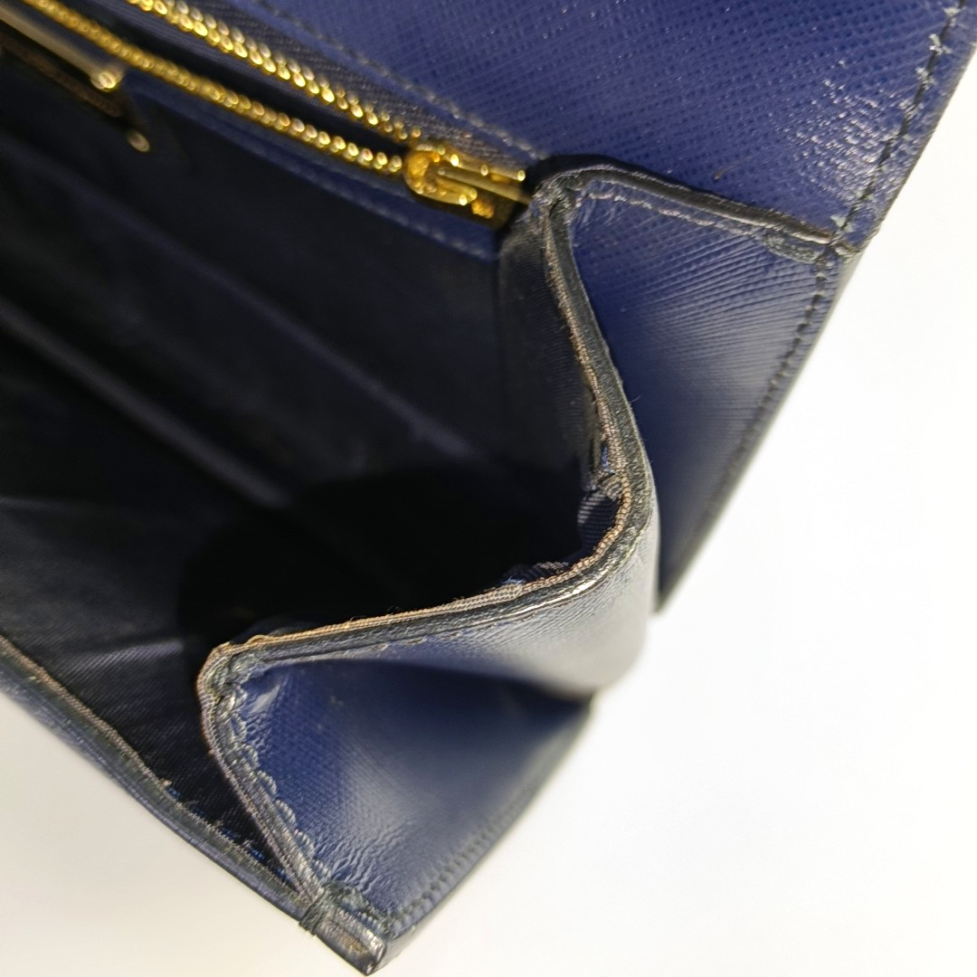 FERRAGAMO Ginny Blue Cowhide Crackle Crossbody Shoulder Bag Golden hardware-(SKU)-932733339