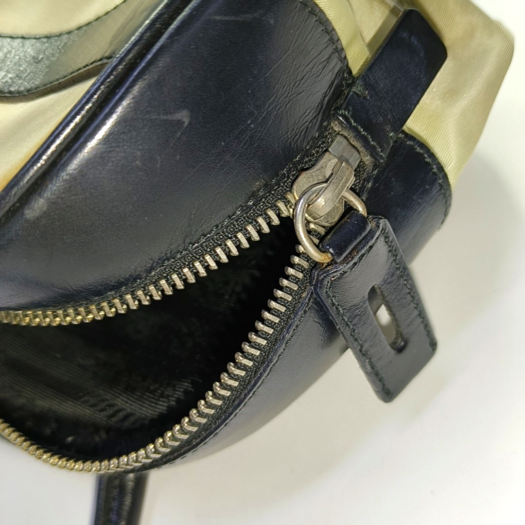 PRADA Beige nylon single shoulder bag handbag Silver Hardware-(SKU)-953446216