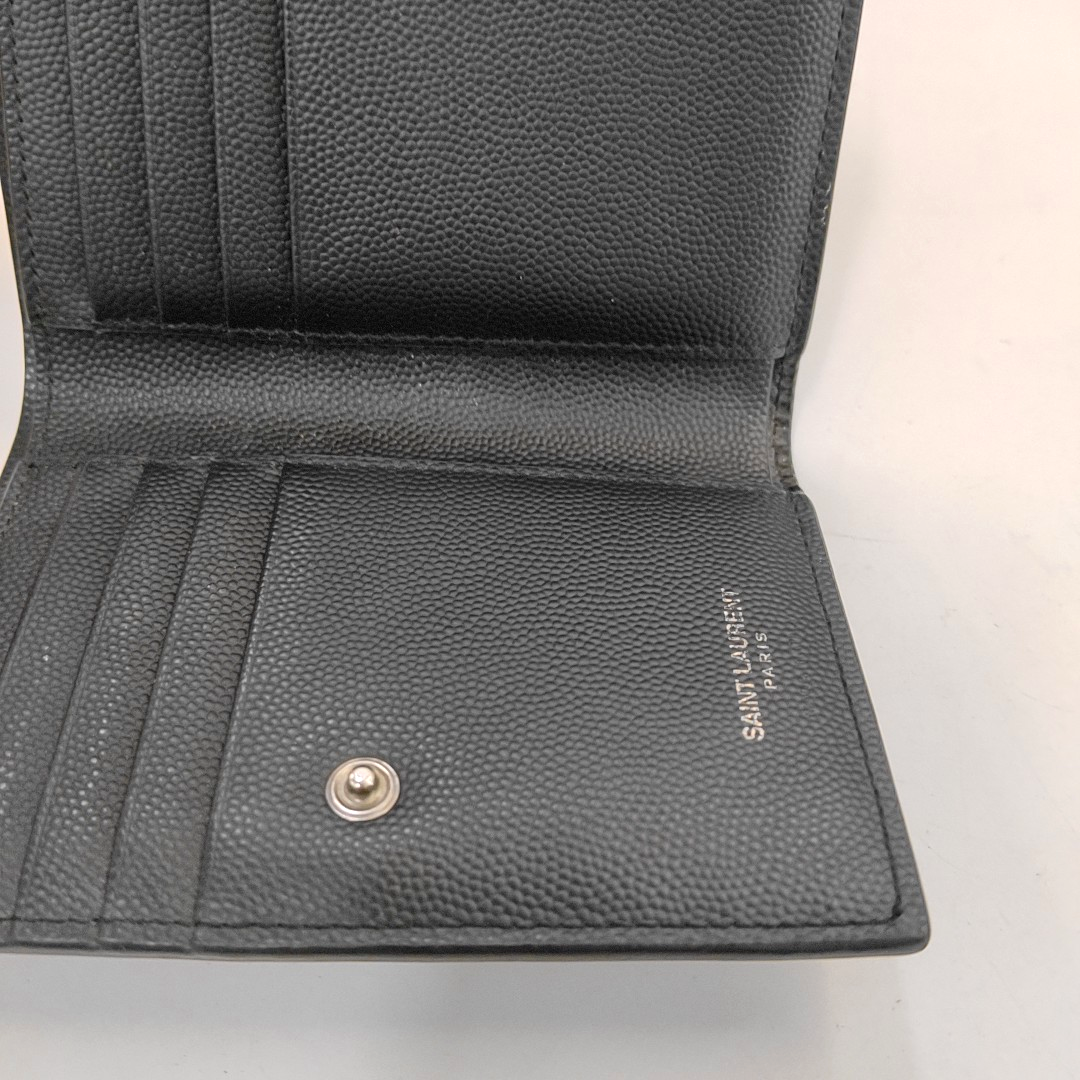 YSL Black Cowhide lychee patternWallet Black hardware-(SKU)-955350778