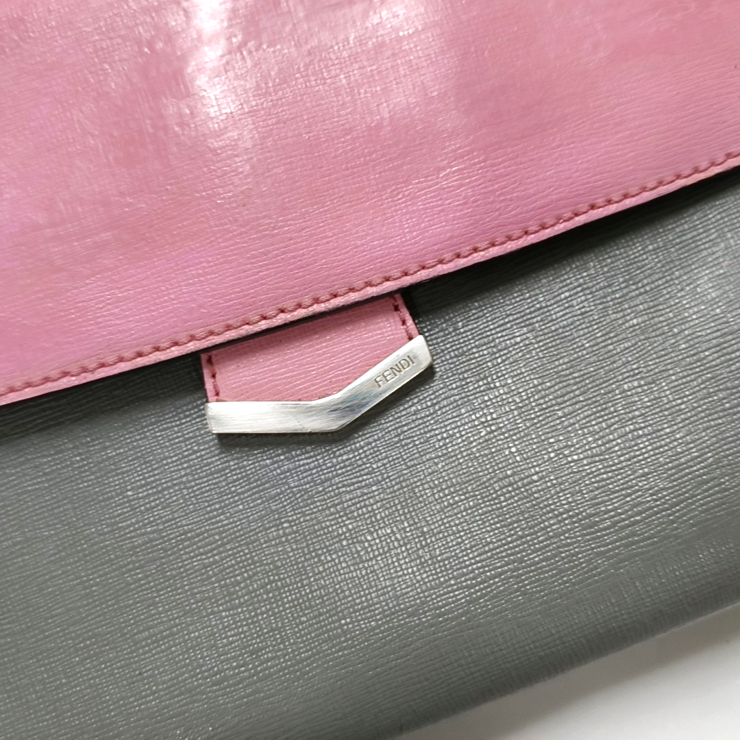 FENDI Demi Jour Pink Leather Stud Shoulder Bag Crossbody Bag Tote Bag Silver Hardware Removable shoulder strap-(SKU)-947934206