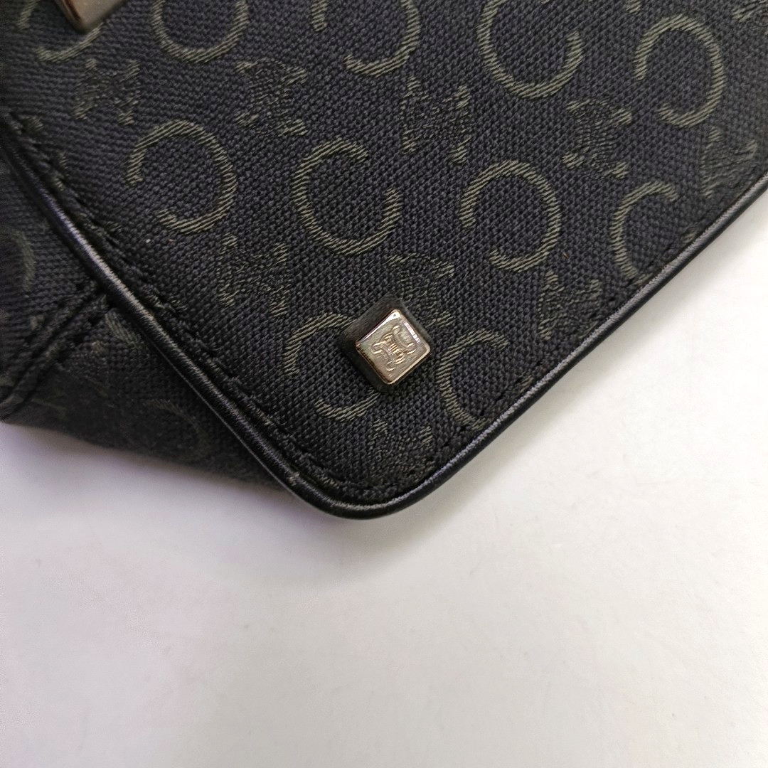 CELINE Tote bag Black Fabric Triumph Arch Embossed Handbag Single Shoulder Bag Golden hardware-(SKU)-951292788