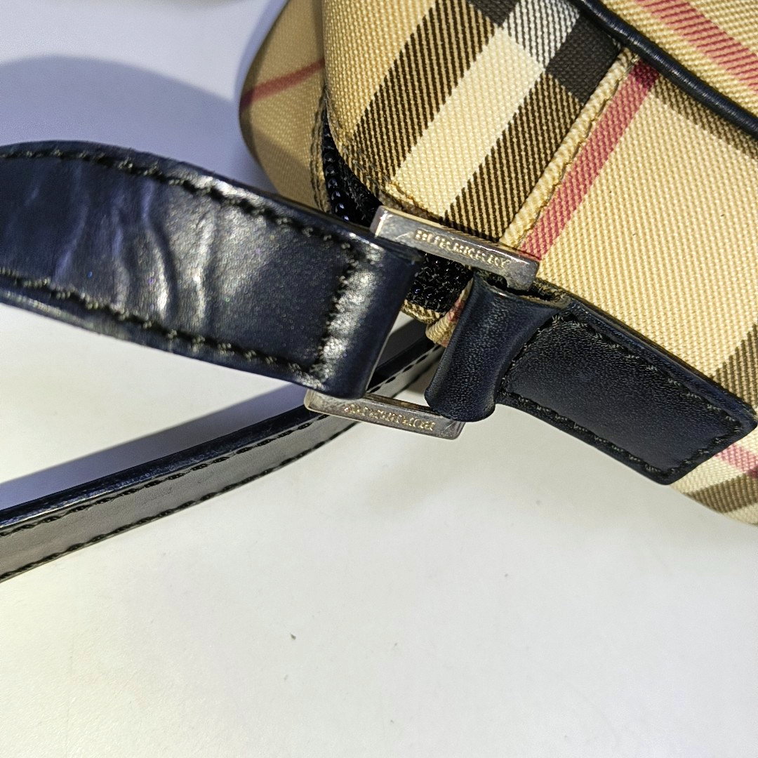 BURBERRY Brown Coated Canvas Shoulder Bag Silver Hardware-(SKU)-959823935