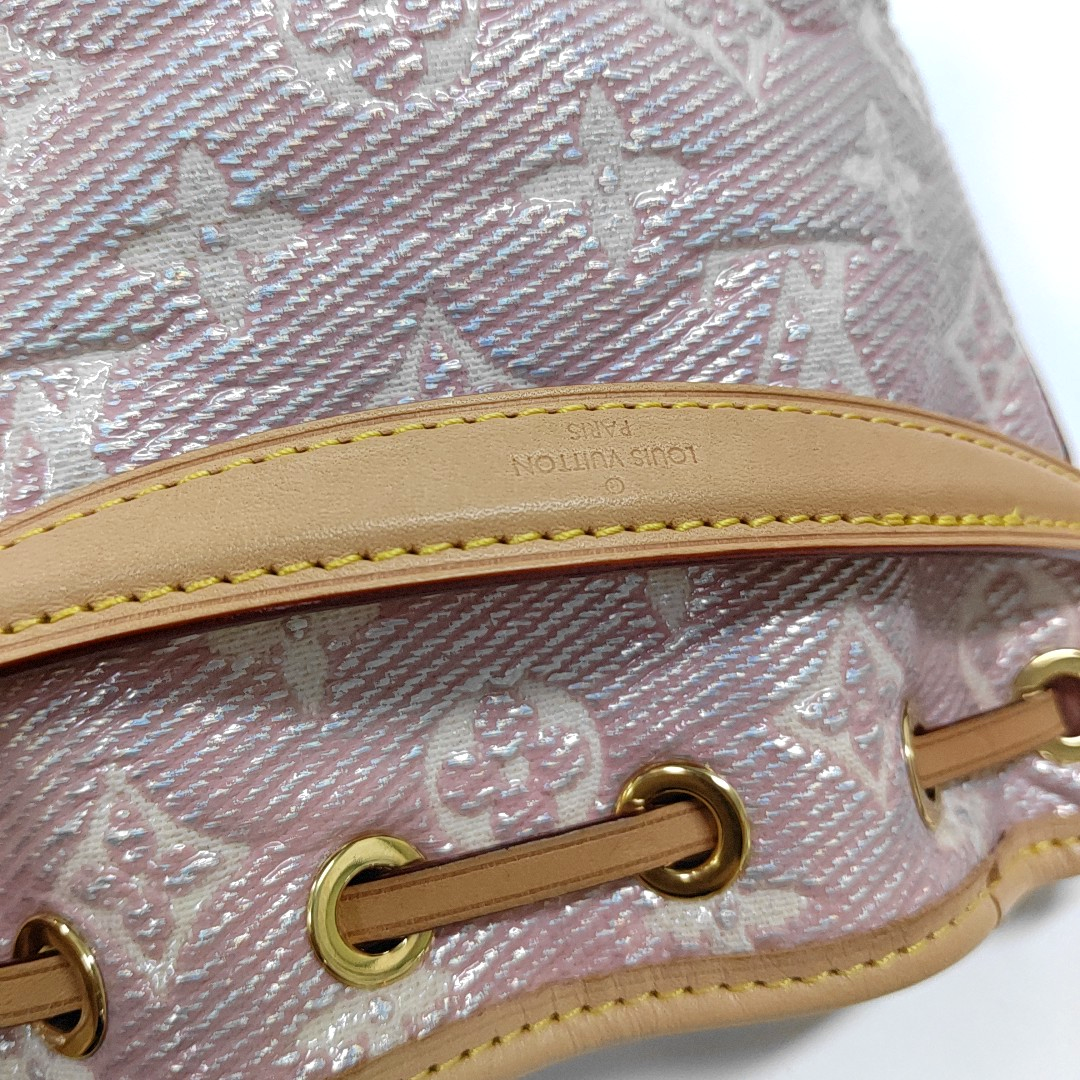 LOUIS VUITTON NOÉ Mini Pink Coated Canvas MonogramShoulder Bag Tote Bag Gold Hardware 2 Removable Straps-(SKU)-964981440
