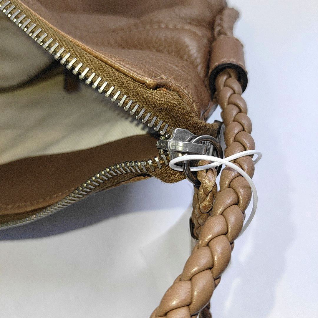 GUCCI Brown Cowhide Braided Single Shoulder Bag Crossbody Silver Hardware-(SKU)-946552390