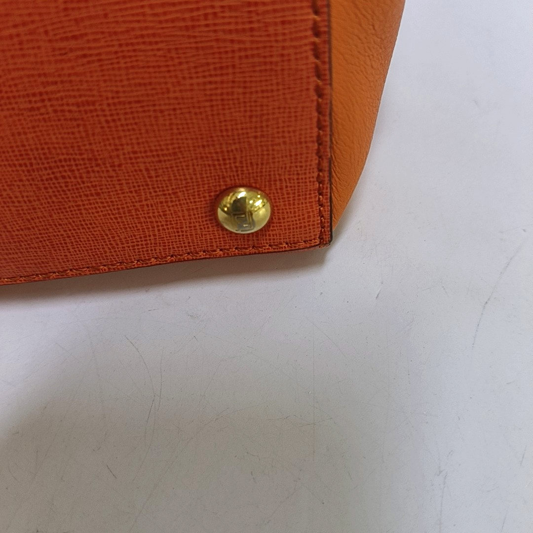 FENDI 2 Jours Medium size Orange Cowhide Single Shoulder Bag Tote Bag Golden hardware Removable shoulder strap-(SKU)-953654098