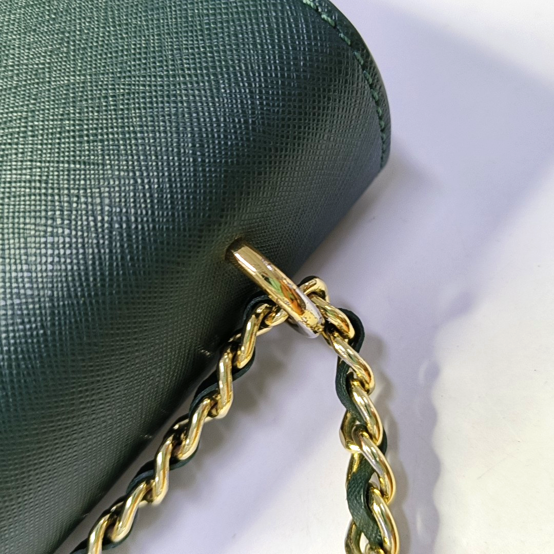 TORY BURCH Robinson Dark Green Cowhide Stamped Crossbody Single Shoulder Bag Golden hardware-(SKU)-951354539