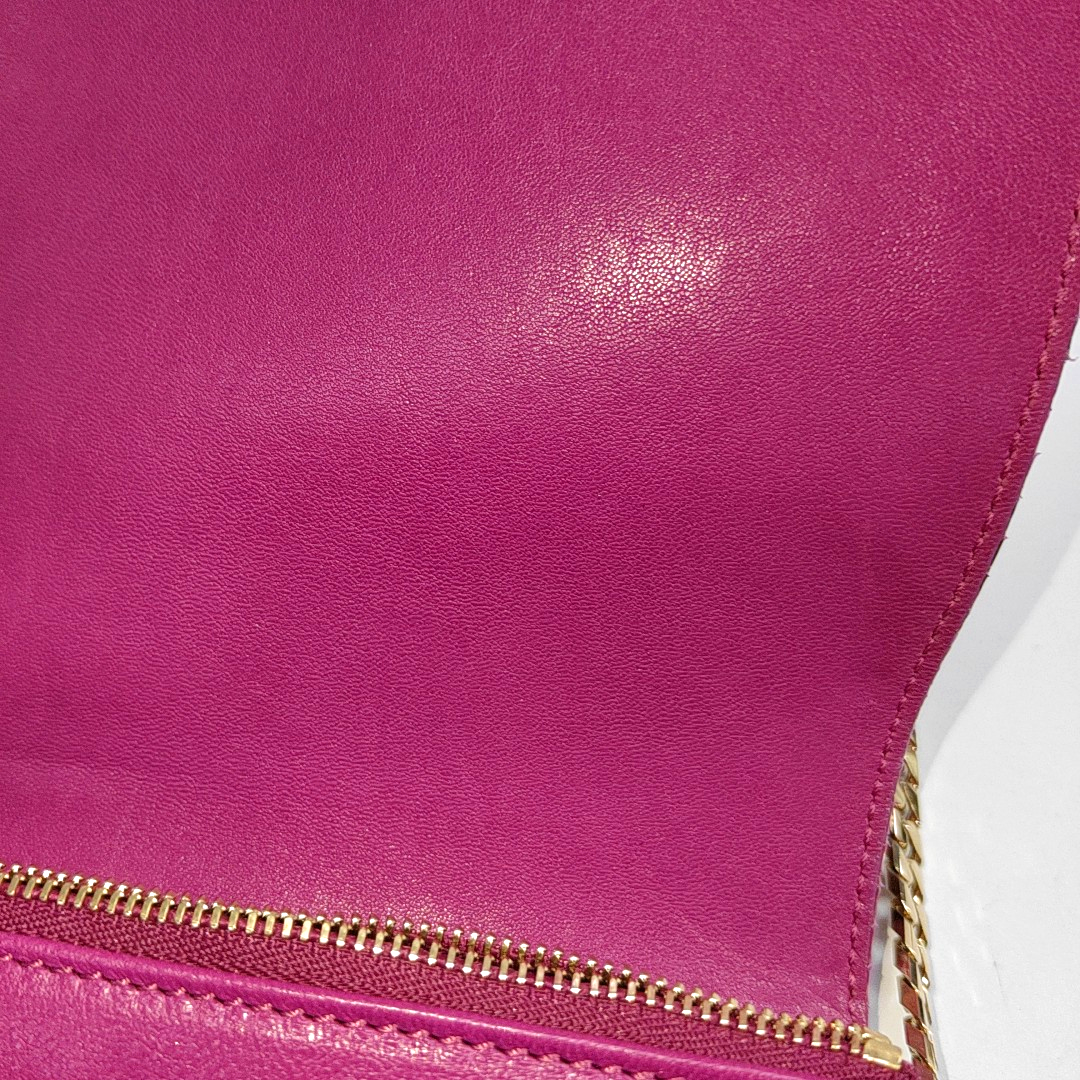 JIMMY CHOO Fuchsia Leather Snake Pattern Crossbody Bag, Shoulder Bag Golden hardware-(SKU)-939200557