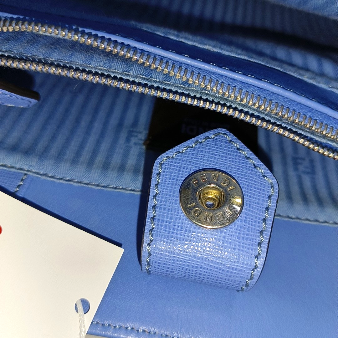 FENDI 2 Jours Small size Blue cowhide crossbody, handbag, shoulder bag Silver Hardware Removable shoulder strap-(SKU)-14510368