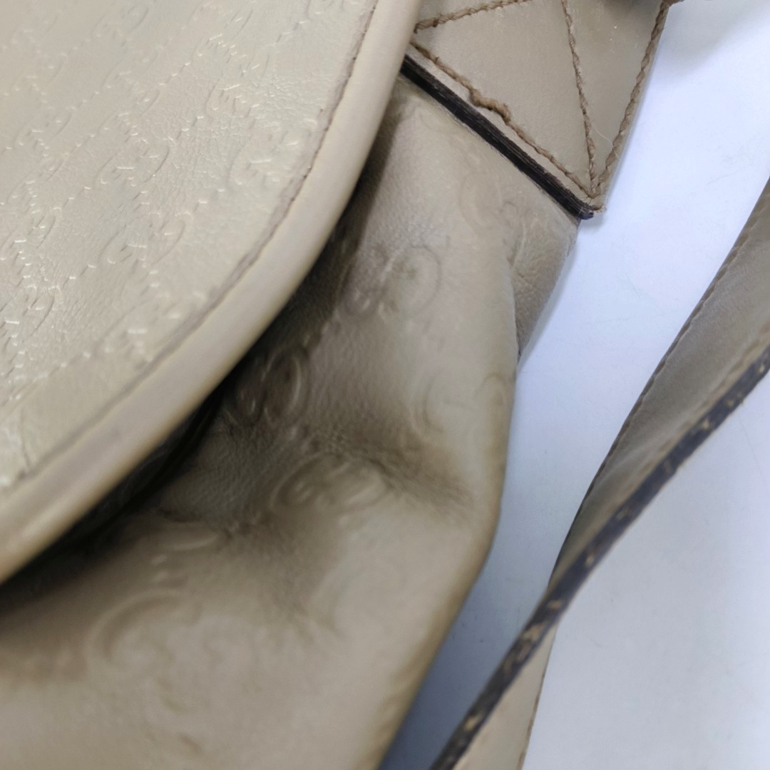 GUCCI Khaki Cowhide Monogrammed Stamped Crossbody Bag Golden hardware-(SKU)-960073647