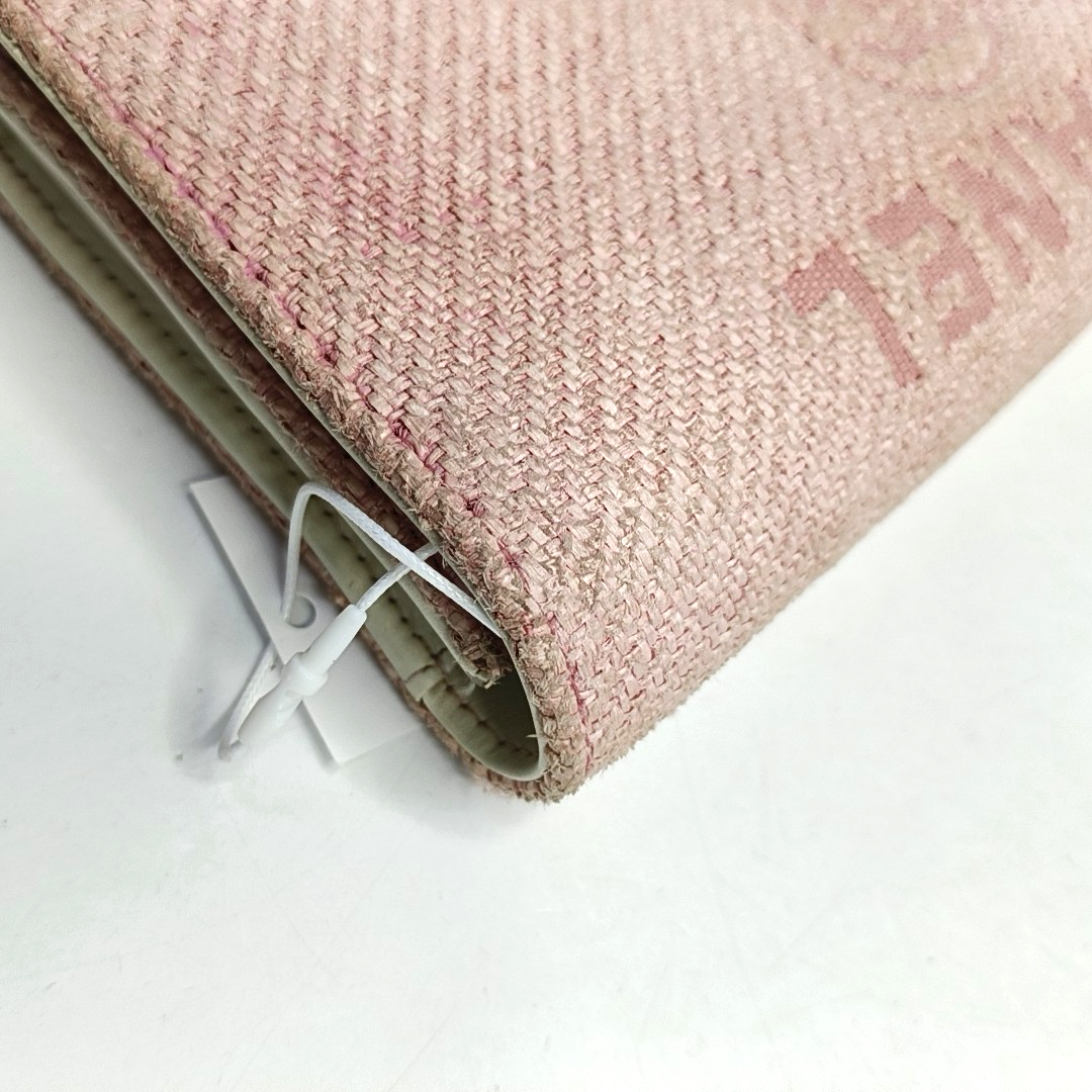 CHANEL DEAUVILLE Pink fabric wallet Silver Hardware 18nan-(SKU)-953641586