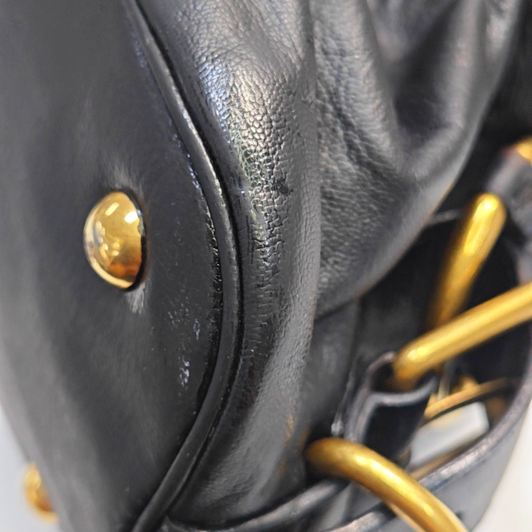 YSL MUSE Black Leather Studs Braided Handbag Shoulder Bag Golden hardware Removable shoulder strap-(SKU)-947588322