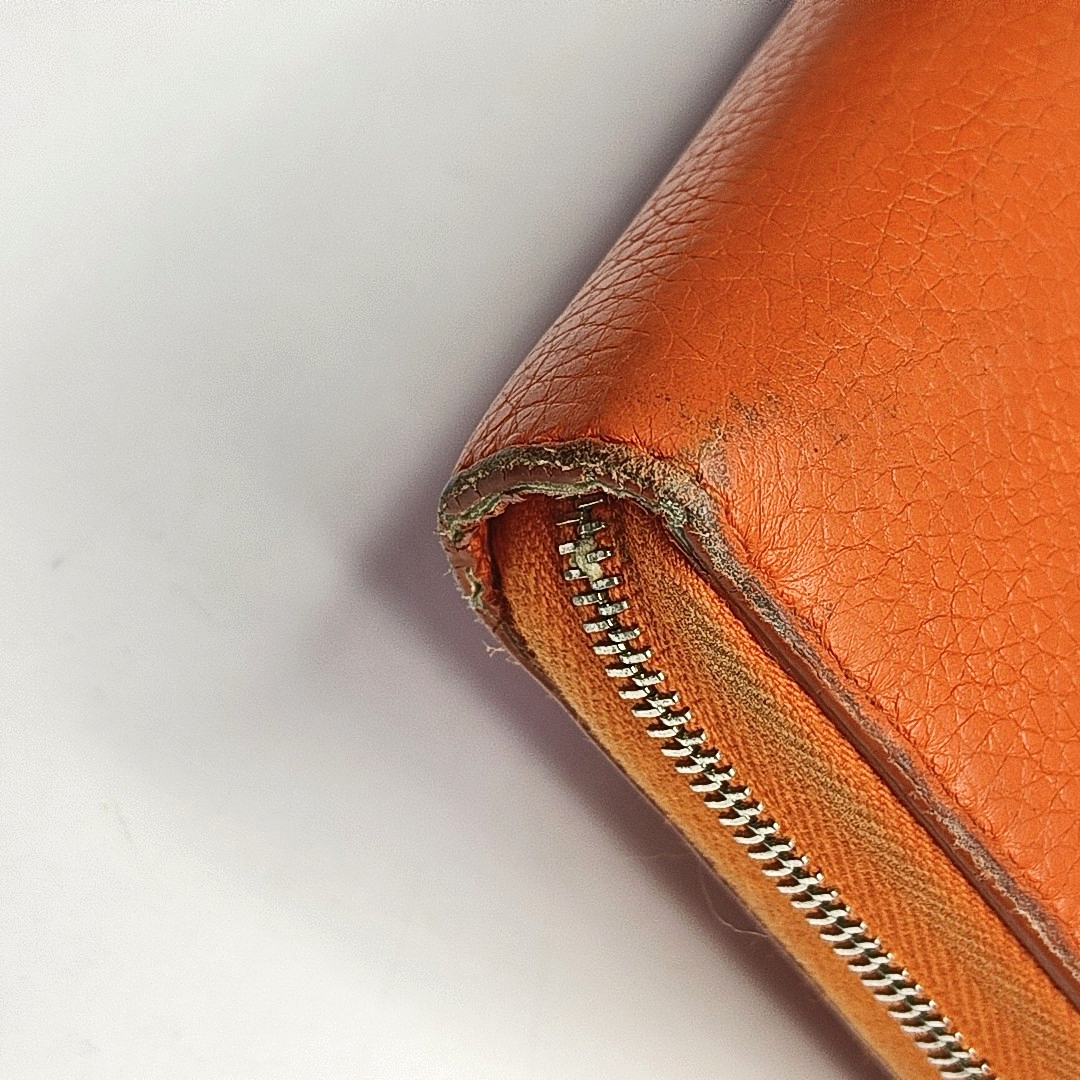 CELINE Orange Cowhide Wallet Silver Hardware-(SKU)-957043236