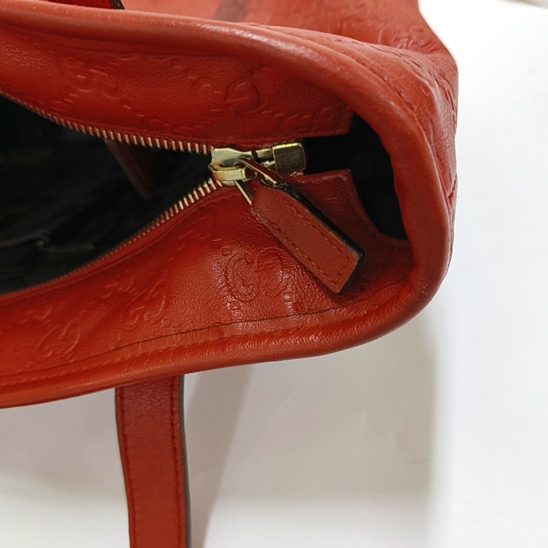 GUCCI GG Imprime Red leather monogram embossed crossbody shoulder tote handbag Golden hardware-(SKU)-954939048