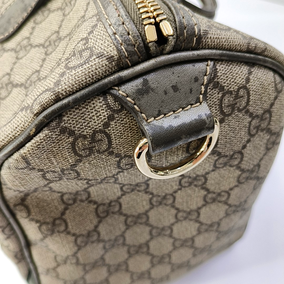 GUCCI Joy Brown Suede Leather Monogram Embroidery Tote Bag Golden hardware-(SKU)-959989784