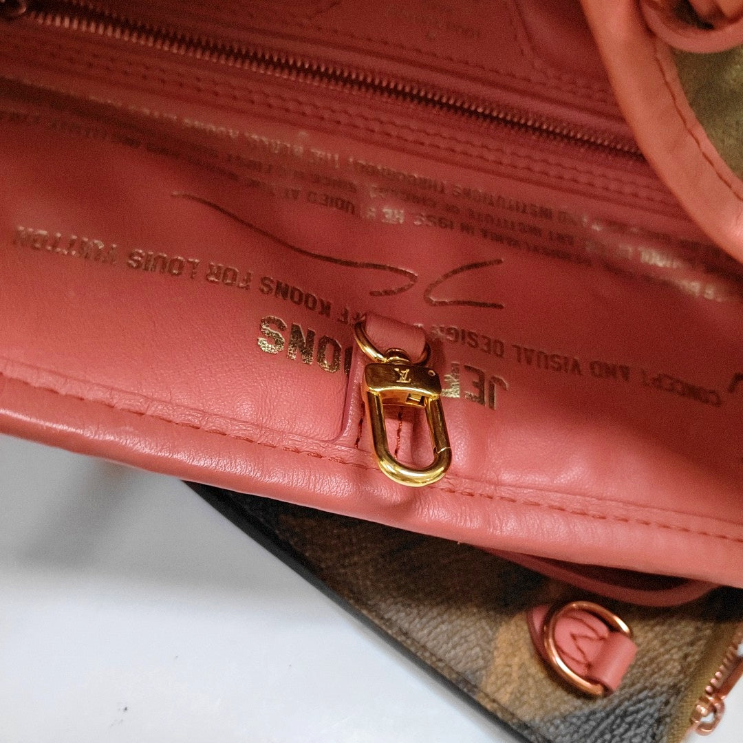 LOUIS VUITTON NEVERFULL Medium Multicolor Coated Canvas Monogram Print Patchwork Shoulder Bag Gold Hardware Interior Pockets-(SKU)-968671319