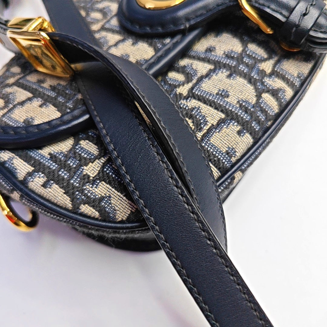 DIOR Bobby East-West Blue Canvas Monogram Embossed Shoulder Bag Crossbody Bag with Detachable Strap-(SKU)-968392687